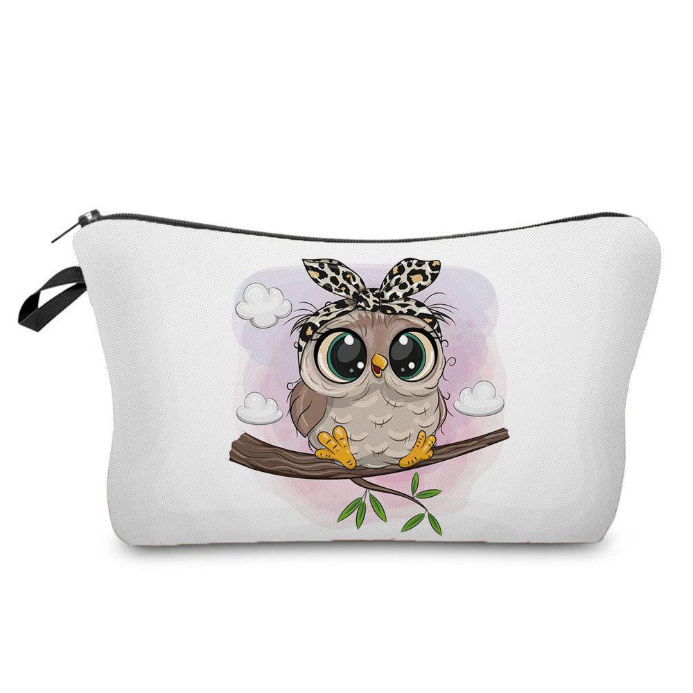 Women Owl Print Cosmetic Bag Toiletries Organize Travel Storage Case 6697