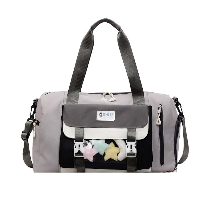 

Fresh, sweet, fashionable, portable travel bag, large capacity, wet and dry separation, women s yoga fitness bag, student duffel bag серый