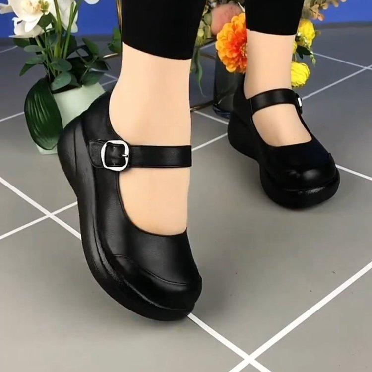 Retro casual British style small leather shoes muffin platform women's shoes 2025 spring new shallow mouth round head mother single shoes