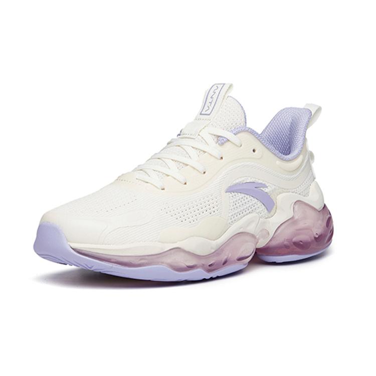 New ANTA Running Shoes Women's Low Top Ivory White/Light Purple 122035501-13