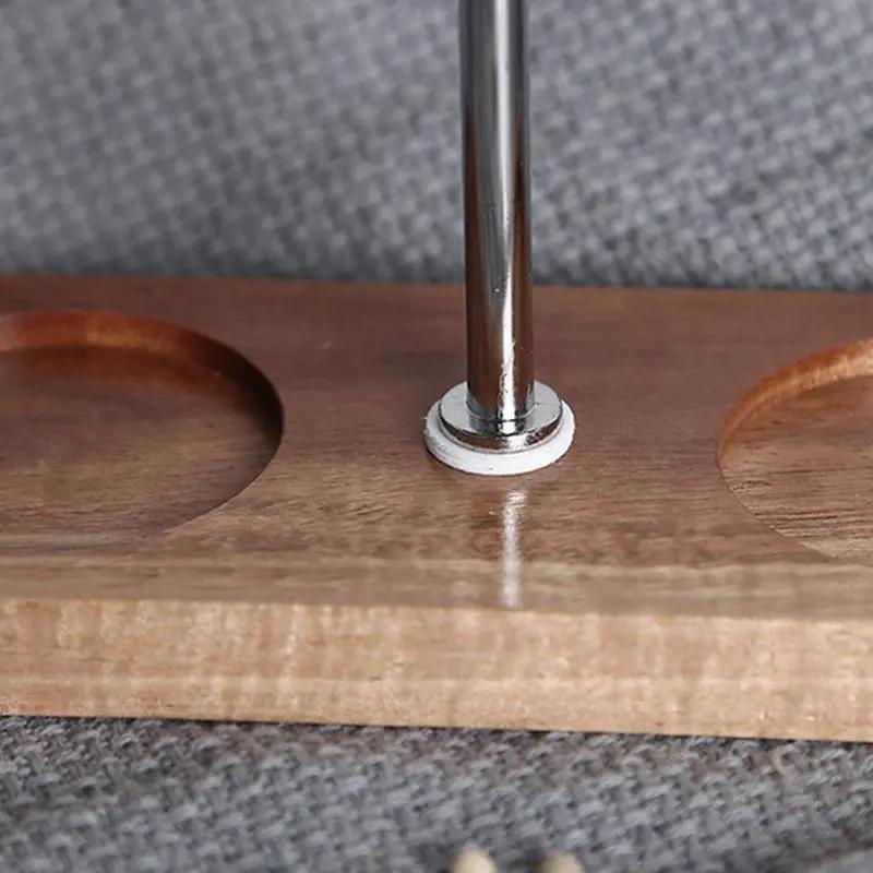 Salt and Pepper Mill Tray Acacia Wood Base Tray Pepper Mill Holder  Kitchen Shaker Pepper Grinder Tray With Zinc Alloy Handle