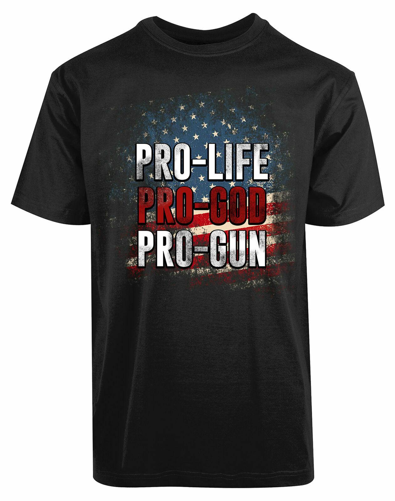 

Америка Pro Life Pro God Pro Gun Shirt 2Nd Amendment Trump Tee Mens New Tshirt