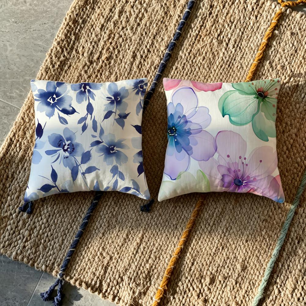 F-Floral Print Cushion Cover Fabric Soft Furnishing,Pillowcase, Cushion Cover, Sofa Pillow, Home Decoration