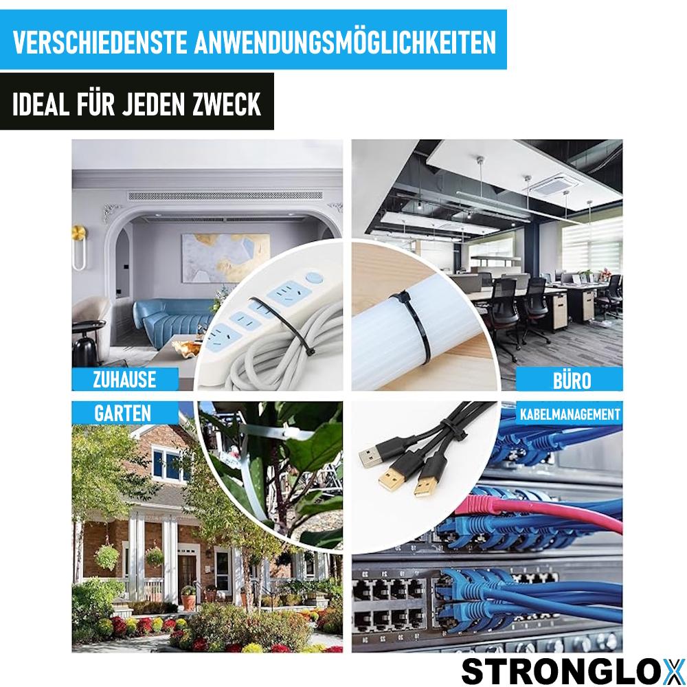 STRONGLOX 100 ks profesionálních stahovacích pásek pro opakované použití Odnímatelné Odnímatelné