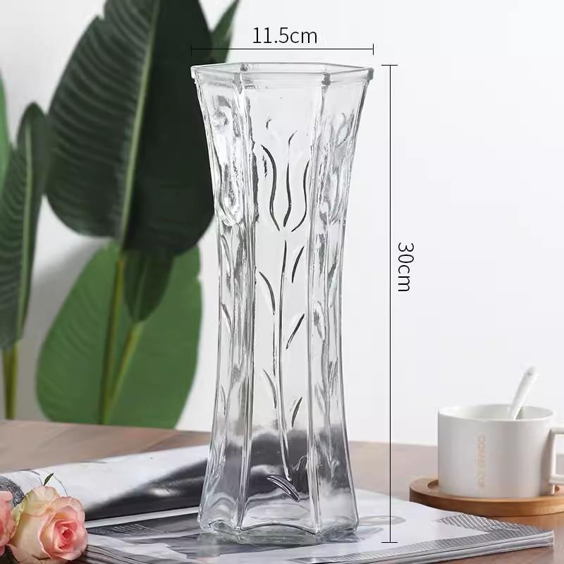 Nordic Cone-Shaped Transparent Glass Vase for Lucky Bamboo and Flowers