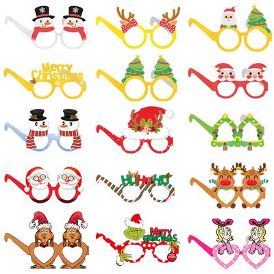 Christmas Grinch Creative Cartoon Paper Glasses Santa Elk Shaped Glasses