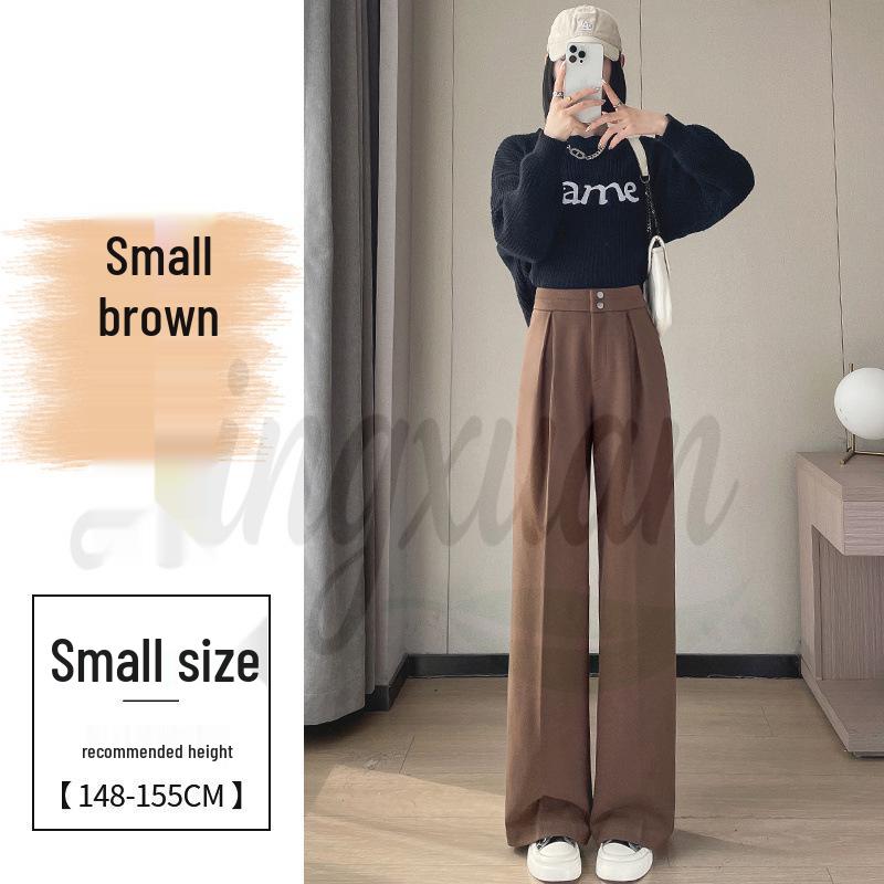 2026 Women's High Waist Velvet Wool Wide-Leg Pants - Floor Length, Slim Fit, Casual Spring Style