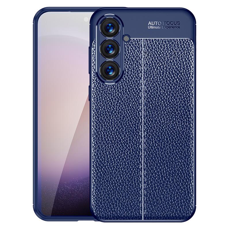 

Litchi Texture Phone Shell for Samsung Galaxy S24 Case Anti-Collision TPU Phone Cover Blue