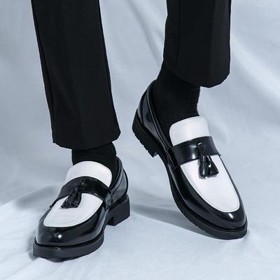Spring 2025 Plus Size Men's Slip-on Tassel Loafers - Formal Leather Brogues, Size 46