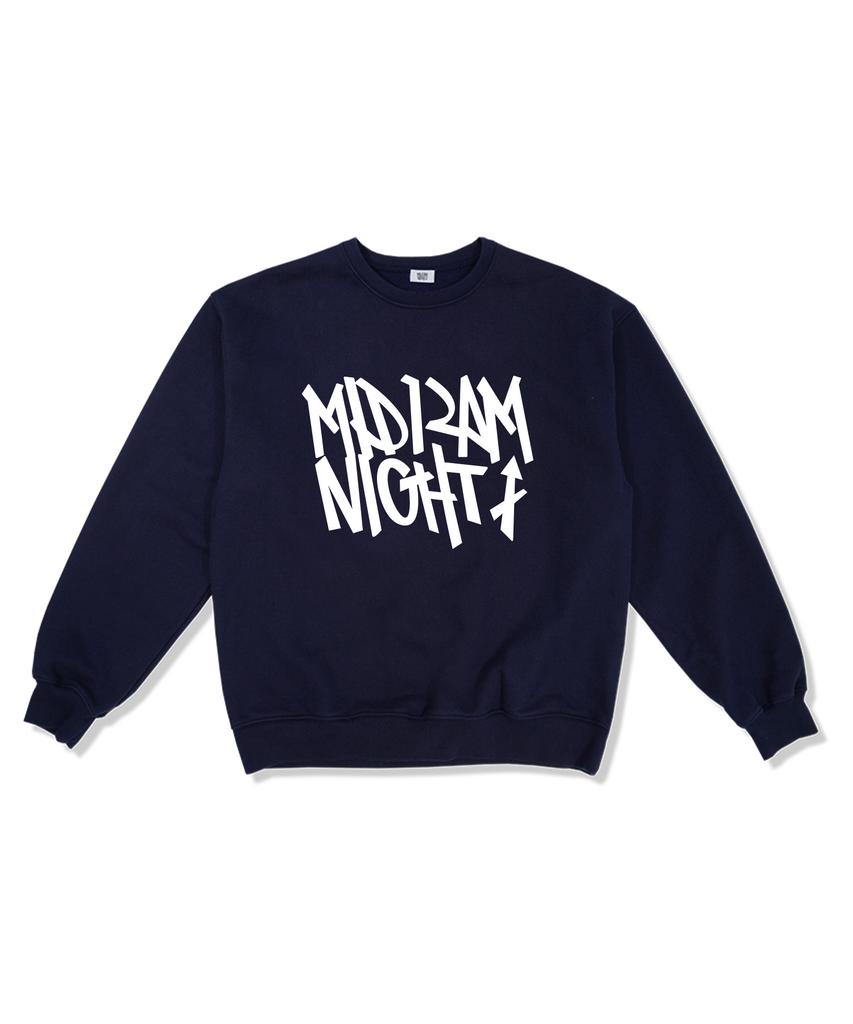 MIDNIGHT12AM [Fleece Line Option] Signature Logo Oversized Premium Double-Sided Sweatshirt 4 Colors (Type A)