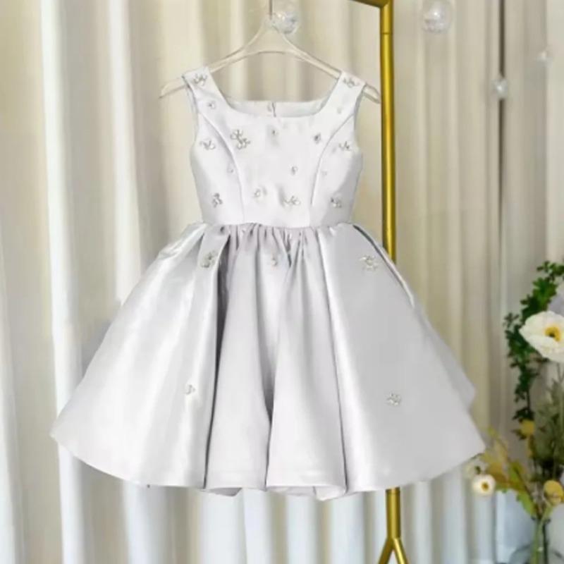 

Pink Girls Dress High End Princess Performance Dress European American Children Dresses 150cm світло-сірого кольору