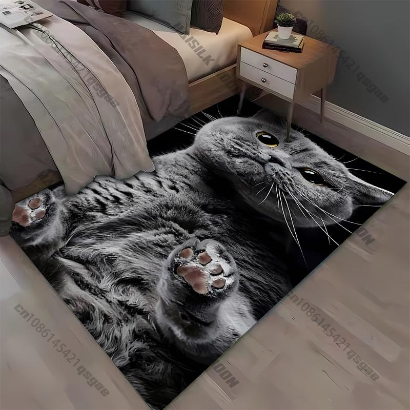 

Gray Cat Carpet for Living Room Game Rugs Soft Floor Cartoon Rugs Bathroom Rug Mat Yoga Mat Home Decor Rugs for Bedroom 40x60cm