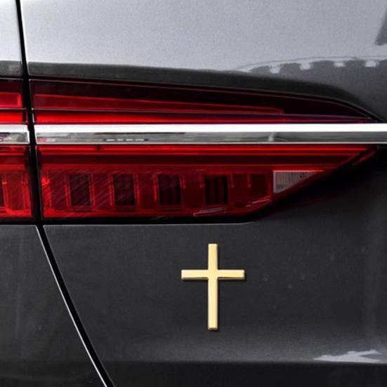 Christian Car Sticker 3D Badge Self-Adhesive Alloy Emblem Decal for Body Fender Tail Scratch