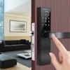 Electronic Smart Fingerprint Password Card Double Tongue Door Lock Touch Screen with Key(Black)