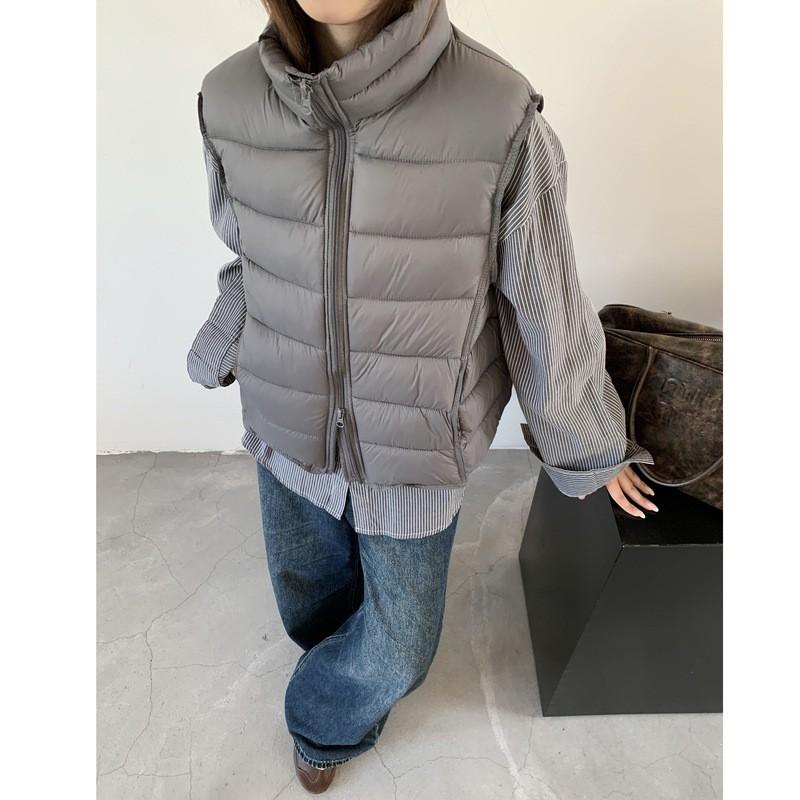 Womens Stand Collar Lightweight Puffer Vest Short Cotton Jacket Casual Outerwear