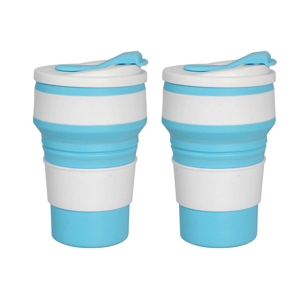 12 Oz Kullanımlık Silikon Katlanabilir Kapaklı Bardak Kamp için 350 ml 500 ml Taşınabilir Katlanır Kahve Fincanları Seyahat için