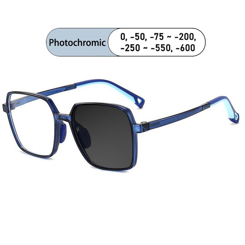 Brand Design Boy Square Large Frame Anti Blue Light Prescription  Myopia Glasses Girls Photochromic Astigmatism Children Eyewear