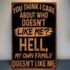 Funny Sarcastic Metal Sign You Think I Care Retro Black Orange Distressed Wall Decor 8x12 Inch Family Quote Tin Poster