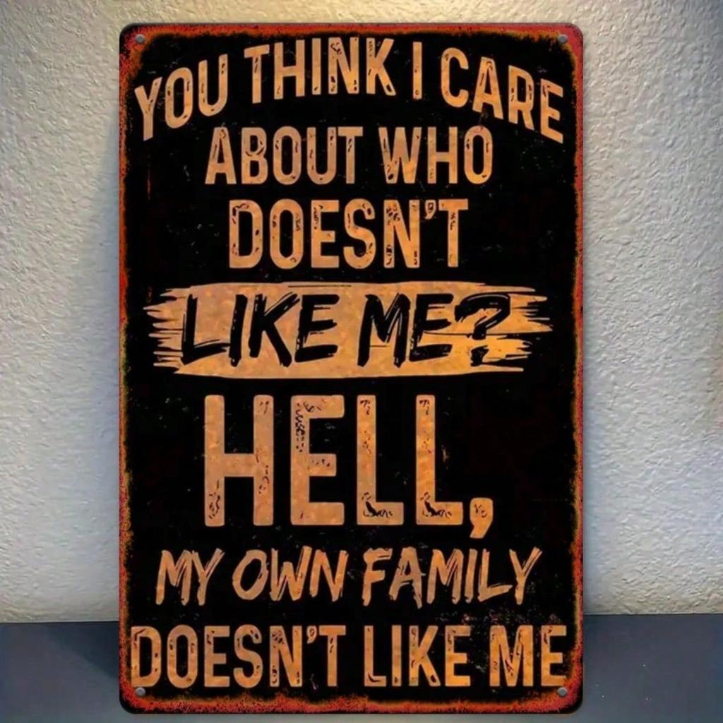 Funny Sarcastic Metal Sign You Think I Care Retro Black Orange Distressed Wall Decor 8x12 Inch Family Quote Tin Poster