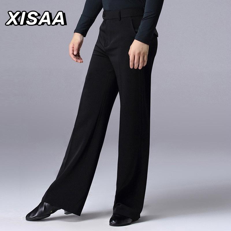 Auf Lager: Moderne Rumba Ballsaal Gabardine Tanzhose - Latein Weites Bein Gerade Hose für die Praxis