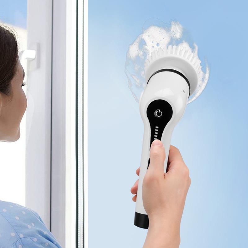 7-i-1 Sladdlös Elektrisk Rengöringsborste med Utdragbart Långt Handtag för Badrum och Golv