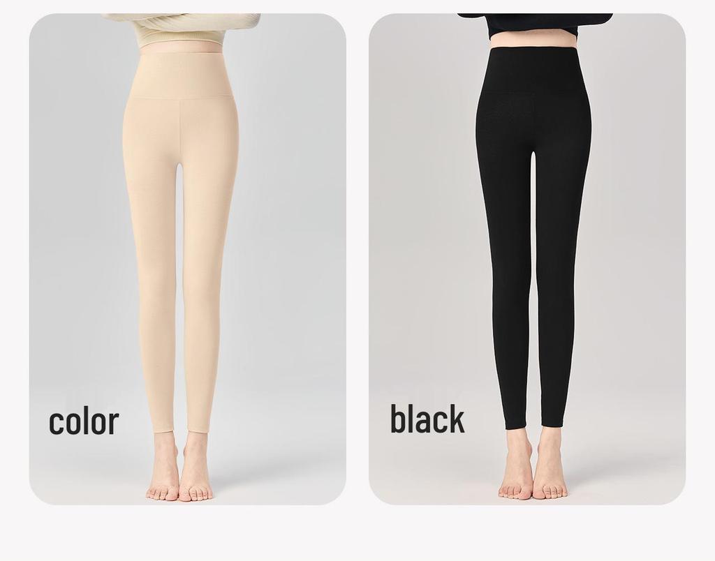 Plus Size Women's High Waist Thermal Cotton-Wool Pants - Antibacterial, Autumn/Winter Base Layer