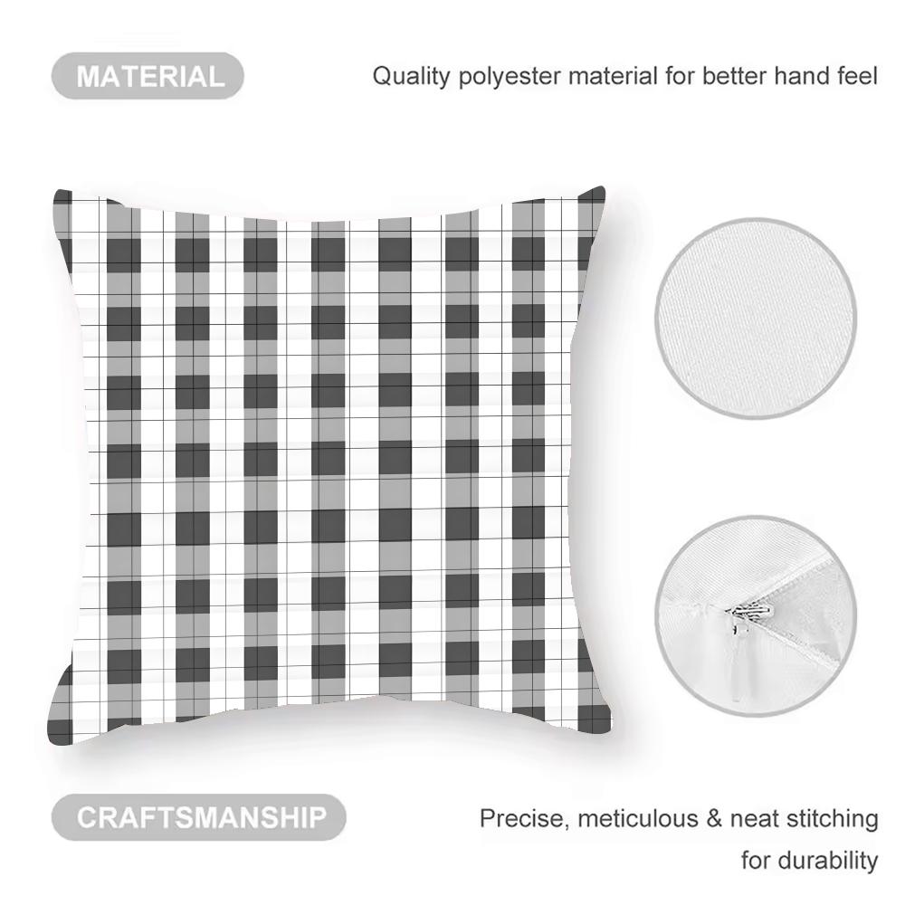 Federa Cuscino Fantasia Bianco e Nero Federa Anti-acaro Cerniera Invisibile Peluche Corto Setoso Copricuscino per Divano