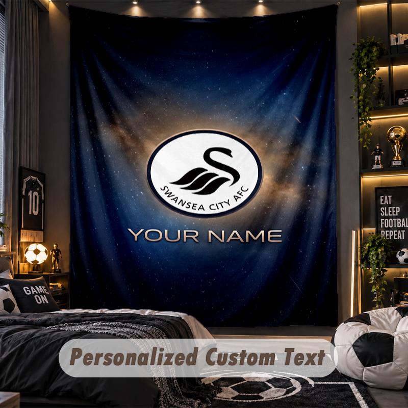 TapestrySwansea City FC Custom Name Text Personalized Wall Hanging Tapestry Home Wall Decor
