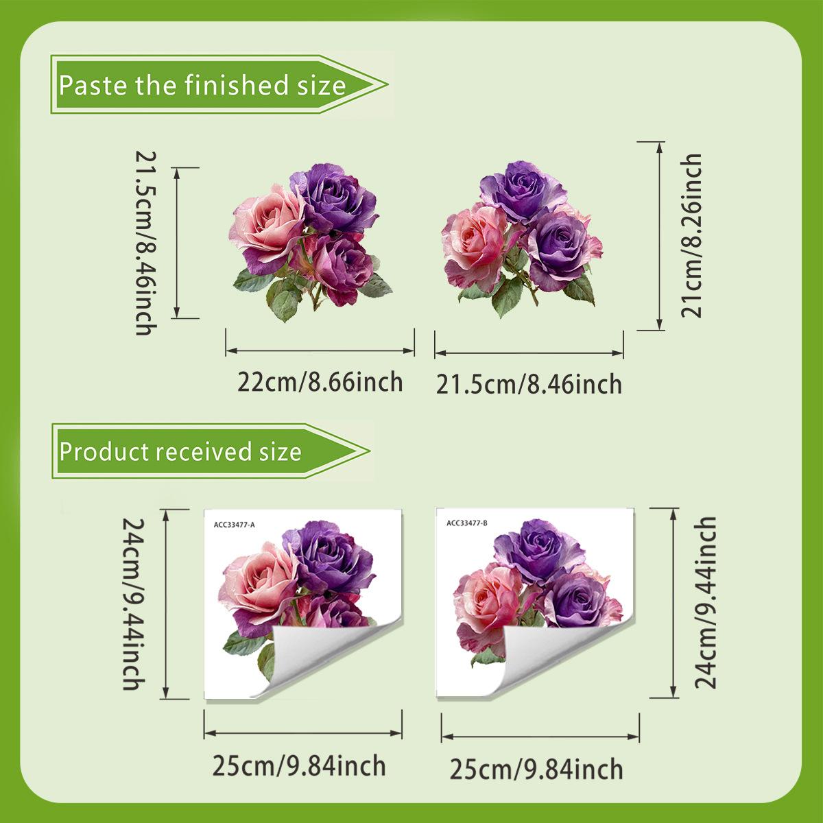 

Self-adhesive Removable Vintage Purple Pink Rose Toilet Stickers for Bathroom Toilet Atmosphere Decor 25x50cm різнокольоровий