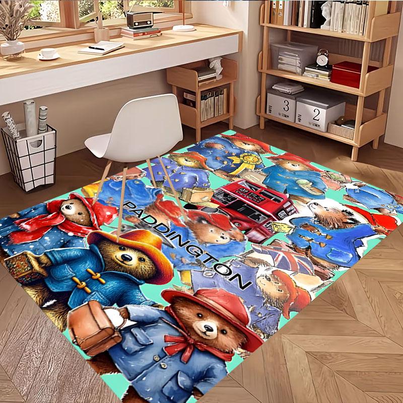 Paddington Bear Print Rug, Washable Floor Carpet, For Entryway Dorm Laundry Room Office Study, Home Decor Birthday Christmas Gift