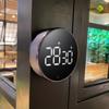 Grain Kitchen Timer Rotating LED Digital Display Magnetic Countdown Countup Timer with Round Wood Grain Case for Cooking Baking Home Kitchen Tool