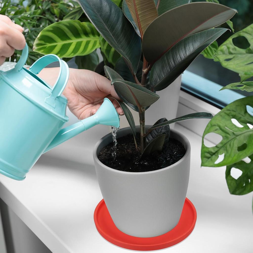 PATIKIL 6 Inch Round Ceramic Plant Saucer, Plant Saucer Tray Flower Planter Drip Tray for Indoors Outdoors Patio Balcony, Red