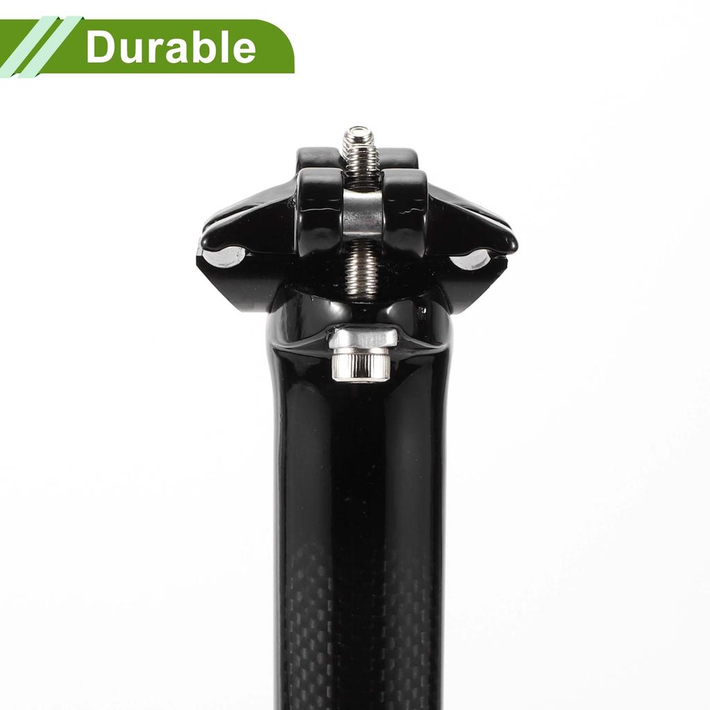 HOPESPANNER Universal 27.2x350mm Carbon Fiber Pattern Gloss Black Bicycle Seatpost Shock Absorbing Bike Saddle Post Seat Tube Carbon Fiber 1 Piece