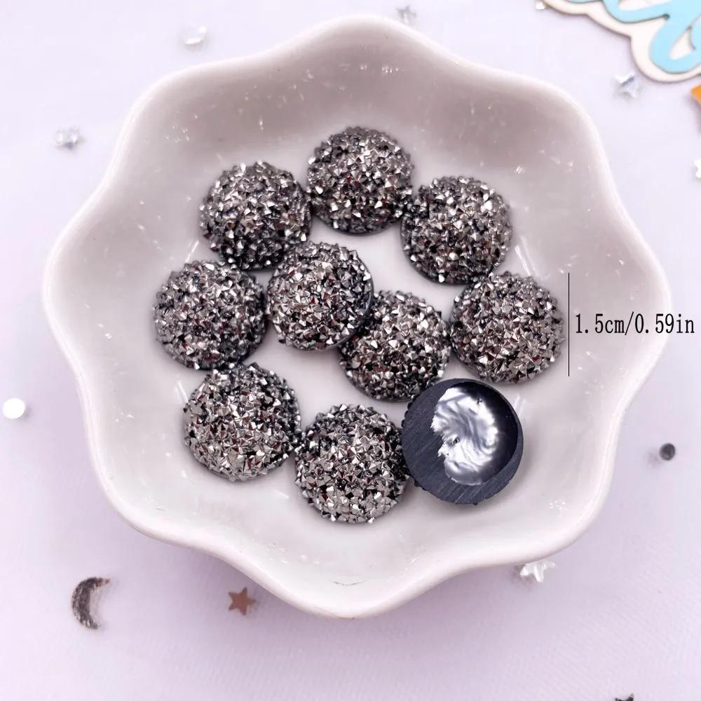 10PCS 1.5cm Special Colors Convex Round Half Bead Flat Back Rhinestone Applique DIY Wedding Scrapbook Jewelry Accessories