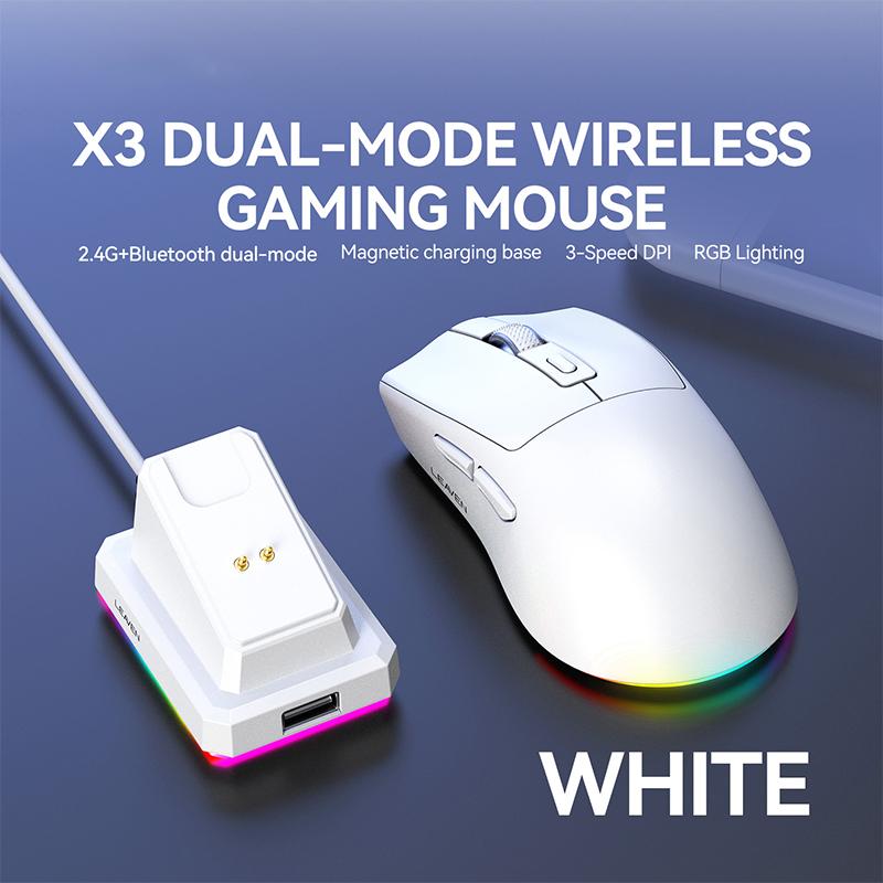 X3 Wireless Bluetooth Mouse 2.4G Dual-Mode Connection, 2000DPI Adjustable,Lightweight Gaming Mouse,RGB Light,300mAh Battery Capacity