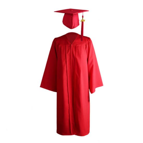 1 Set Graduation Gown Hat Tassel Zipper V Neck Loose Solid Color 2023 High School Bachelor Academic Dress Student Supplies