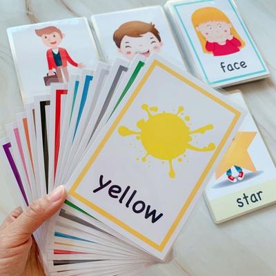 12PCS Kids English Learning Word Cards Color Flash Cards Learning Toys for Children Color Cognition Memory Education Montessori