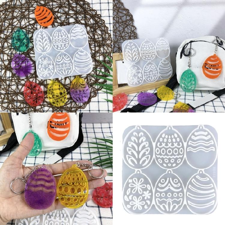 Flexible And Sturdy Keychains Mold Flexible Silicone Colorful Eggs Keychain Mold Trendy Keychain Pendant Resin Mold