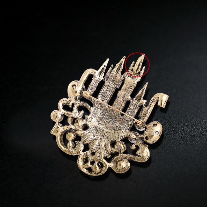 Broche Château Strass pour Femmes Vintage Palais Fête Banquet Épingle Cadeaux