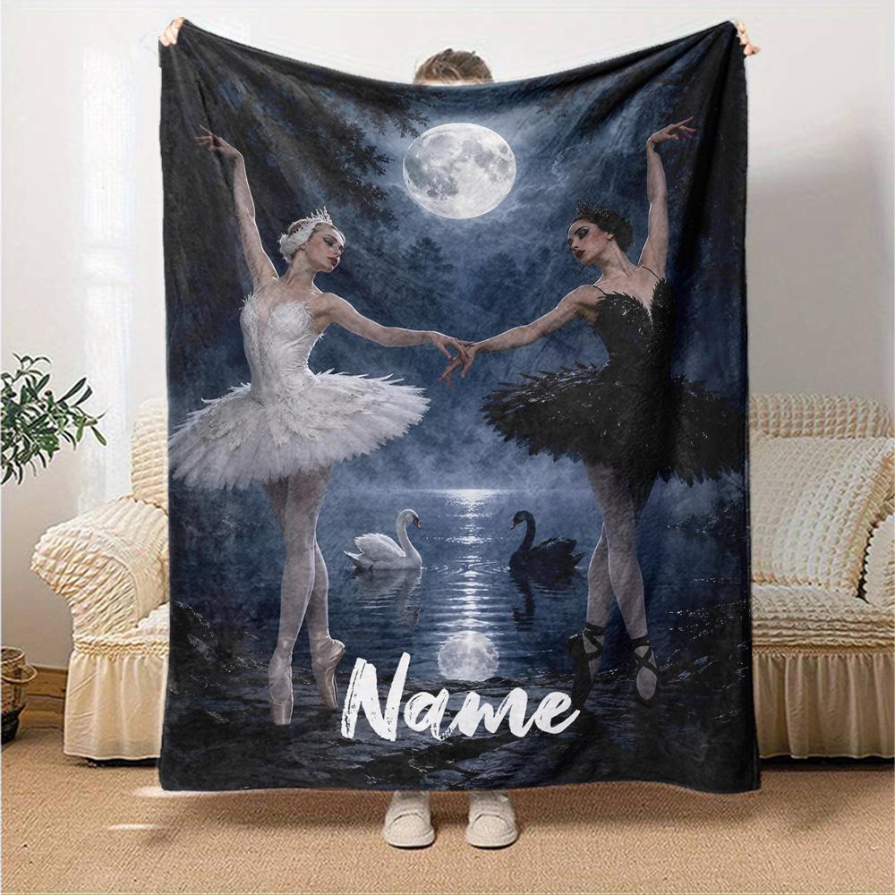Custom Name Ballet Theme Printed Blanket - Perfect for Couch, Bed, Travel & Outdoor Use | Machine Washable, Cozy & Durable.