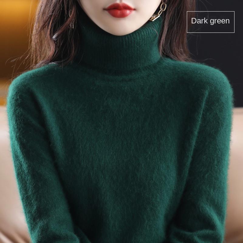 Women's Clothing For Autumn Winter 100% Mink Plush Turtleneck Pullover Sweater Ladies Cashmere Sweater