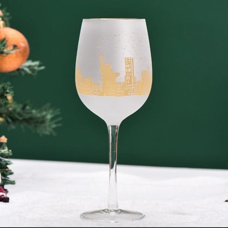 Elk Snowflake Goblet Christmas Red Wine Glass Cups Egg Cups Electroplating Engraving Champagne Glass Christmas Party Bar Glass