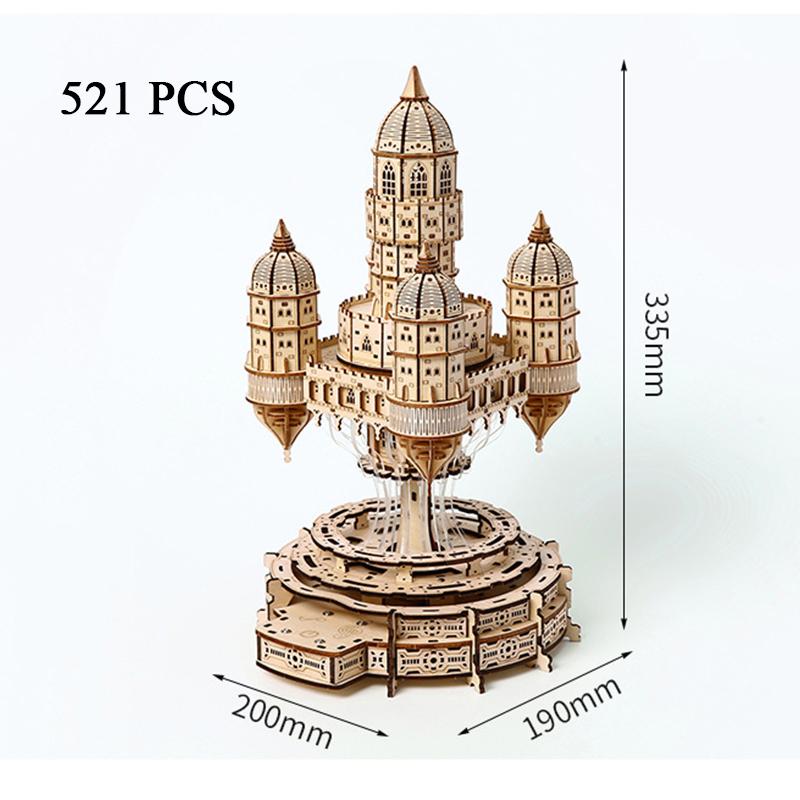 Plovoucí město v oblacích DIY 3D dřevěné puzzle Miniaturní architektonický model Skládačka Nebeské impérium Stavebnice pro dospělé děti Dárek