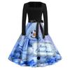 Women's Casual Retro Square Neck Dress with Halloween Print for Party and Daily Wear