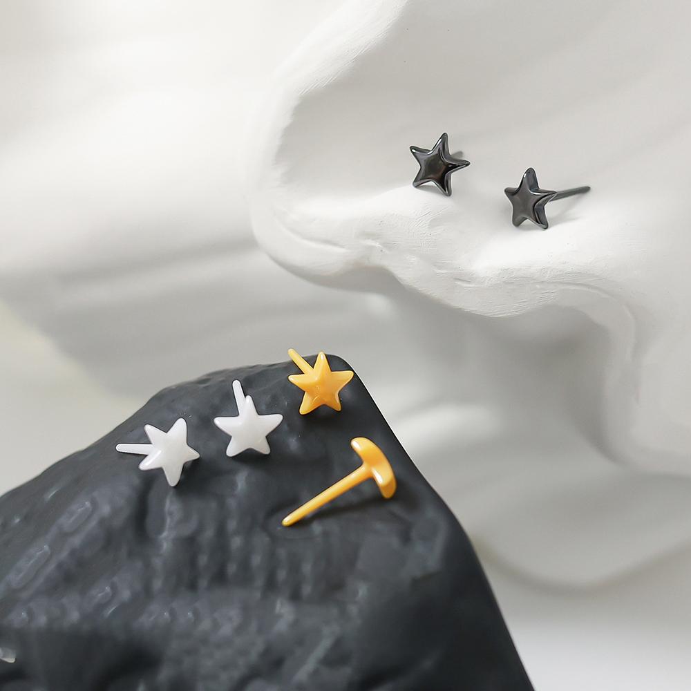 Bioceramic Mini Star Stud Earrings For Women Jewelry Allergy Prevention Piercing Ear Hole Accessory