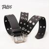 Casual Jeans Accessory 105cm Studded Punk Belt for Women, Faux Leather Grommet Waist Rock Band with Double Prong Buckle, Edgy Jean Music Festival