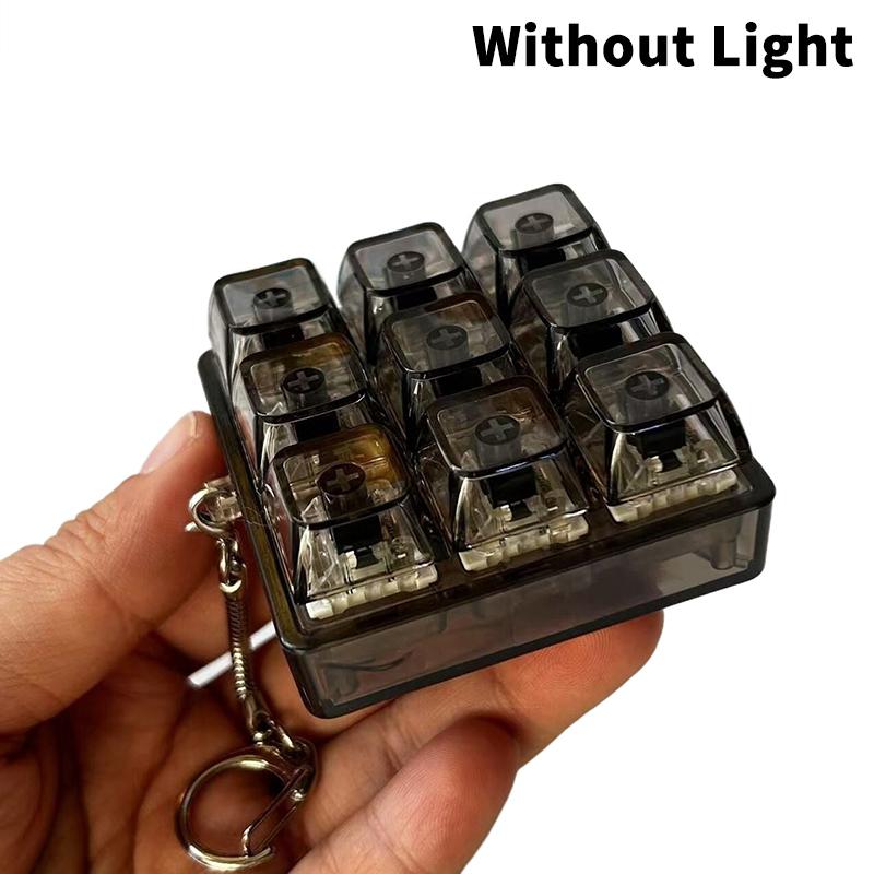 4/9 Keys Mechanical Keyboard Axis Tester Led Keyboard Key Toy Stress Relief Diy Fidget Button Keycap Fidget Keychain Toys Gift