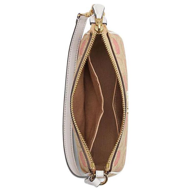 Coach Nolita 19 Classic Monogram Heart Print Zip Closure PVC Shoulder Bag Women Bags Light-Khaki Chalk-White CQ144-IMOTV