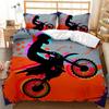 Motocross Rider Bedding Set Extreme Sports Themed Duvet Cover For Teens Motorcycle Pattern Comforter Cover Dirt Bike Duvet Cover