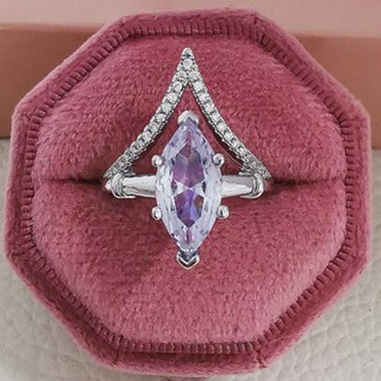 Bague de Bijoux Carrée Large Élégante Européenne et Américaine en Zircon